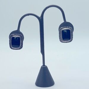 Vintage 925 / Sterling & Onyx (?) Rectangular Clip-on Earrings